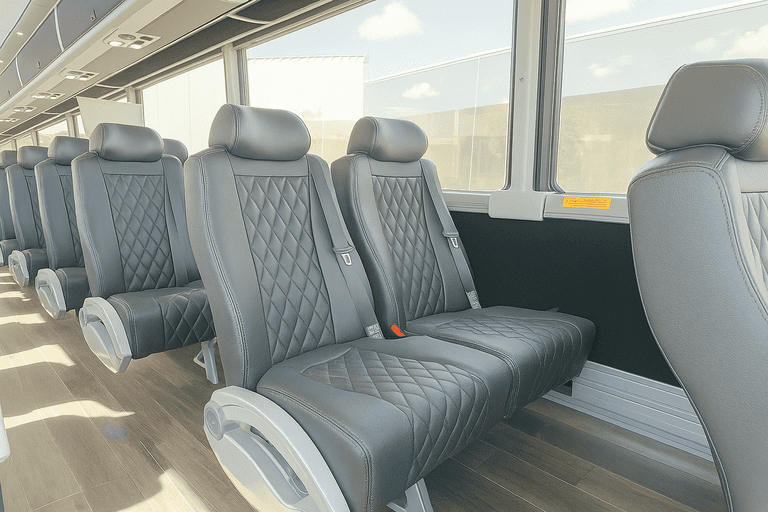 interior of Athens Coach Bus Service charter bus