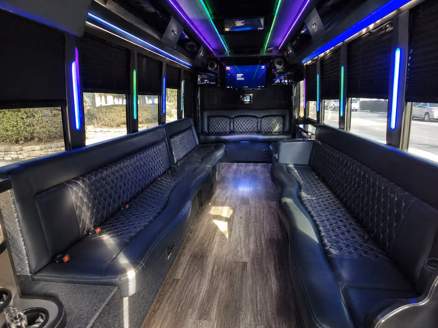 athens 15 passenger party bus interior