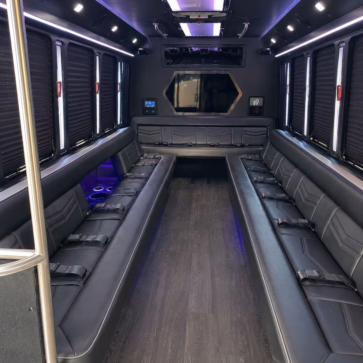 athens 18 passenger party bus interior