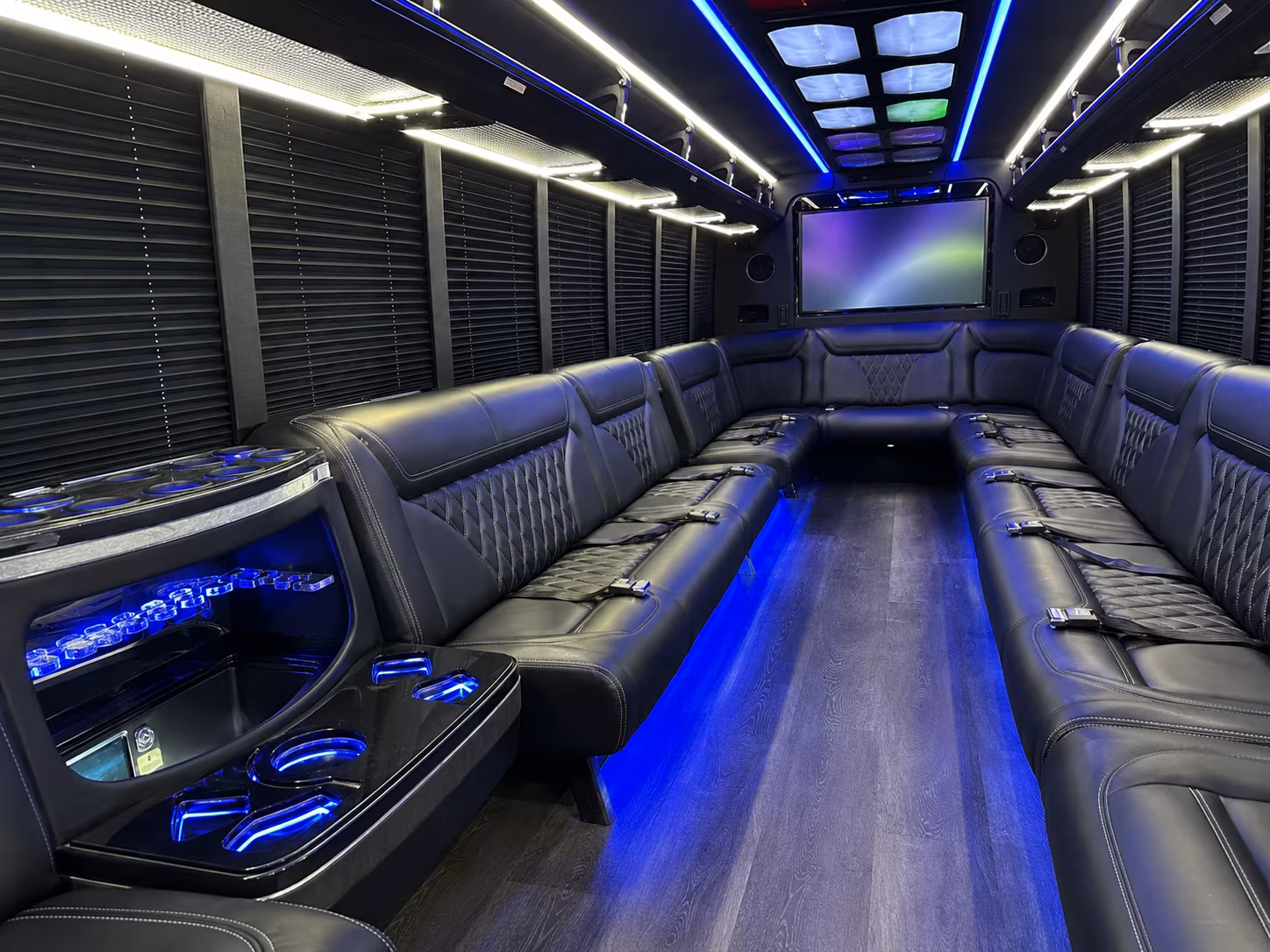 athens 20 passenger party bus inside