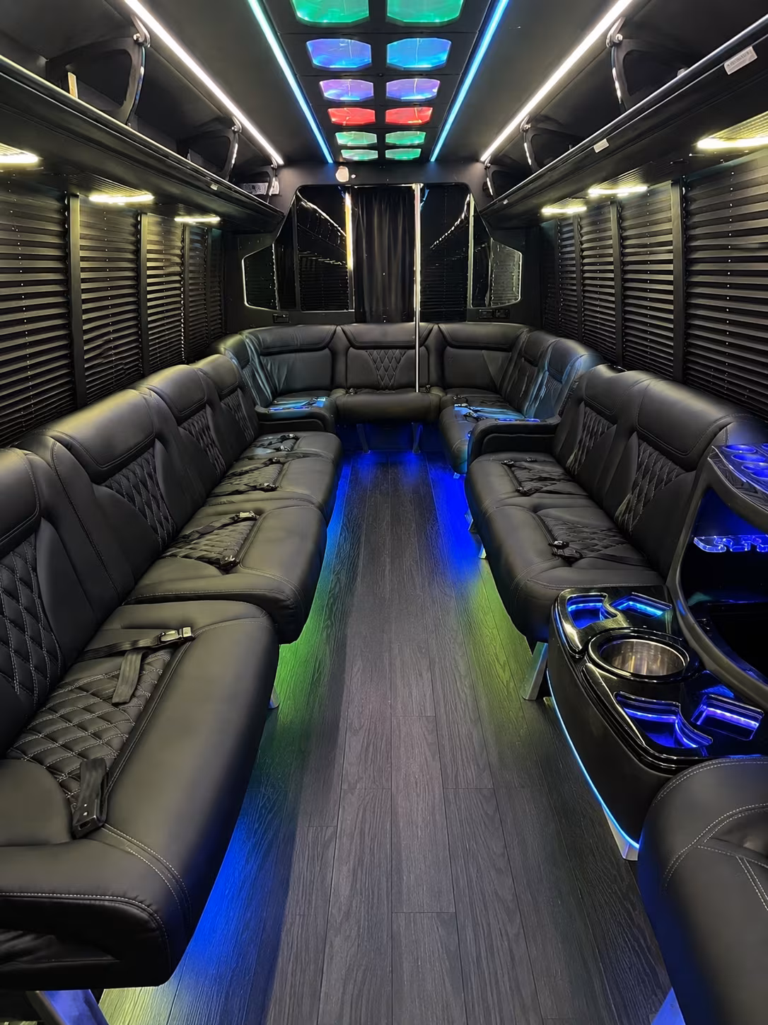 athens 20 passenger party bus interior