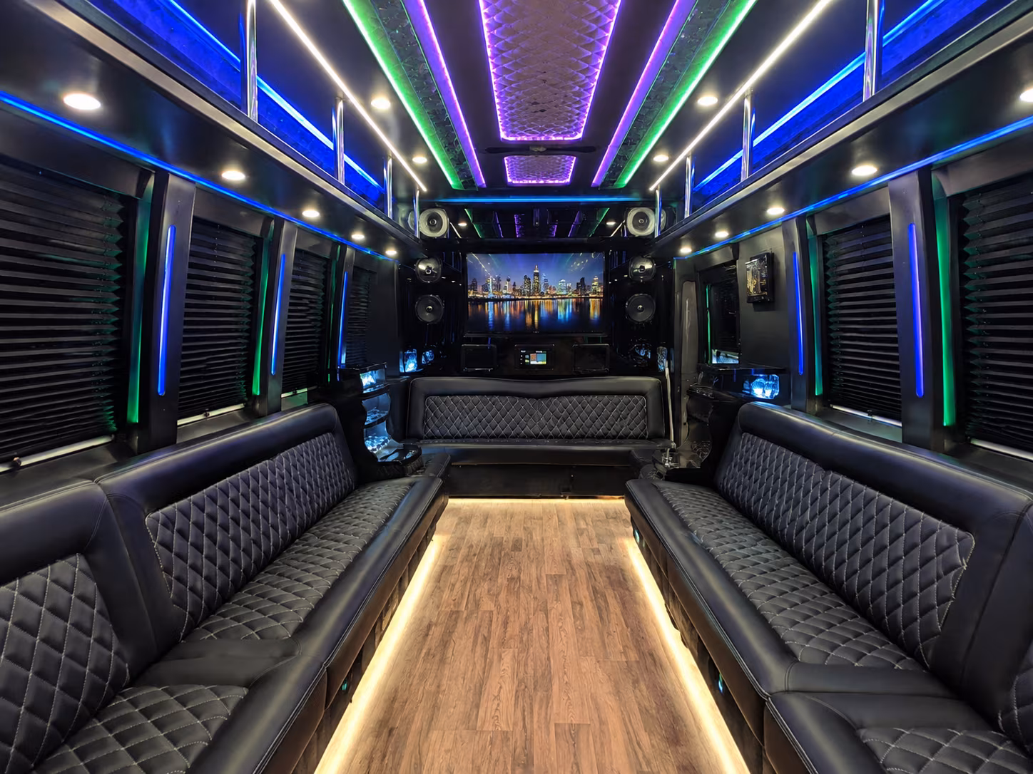 athens 25 passenger party bus interior