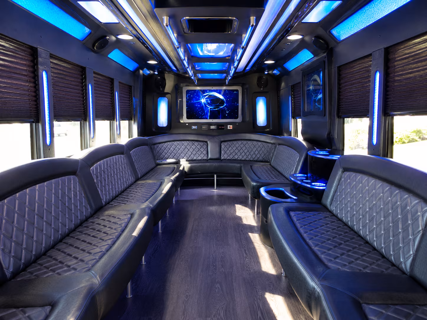 athens 28 passenger party bus inside