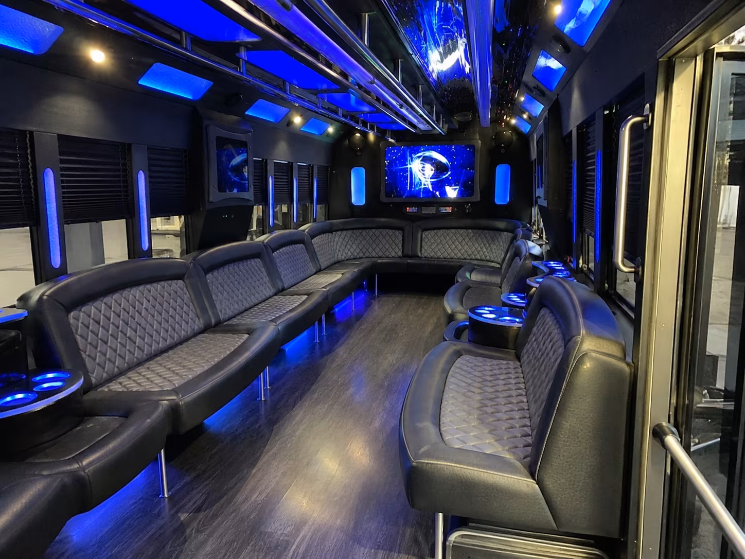 athens 28 passenger party bus interior