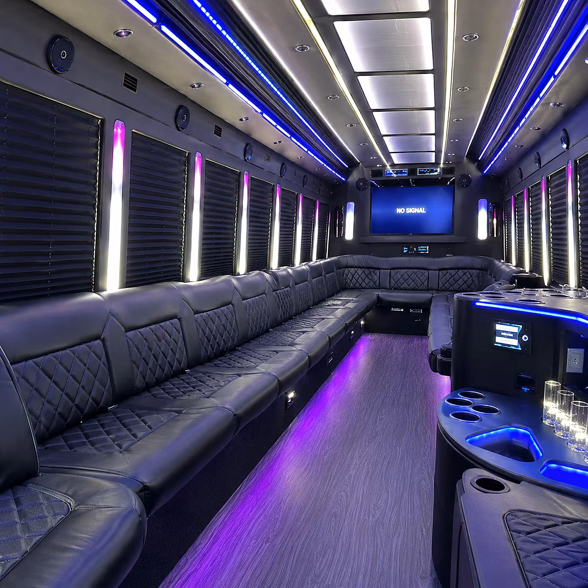 athens 30 passenger party bus inside