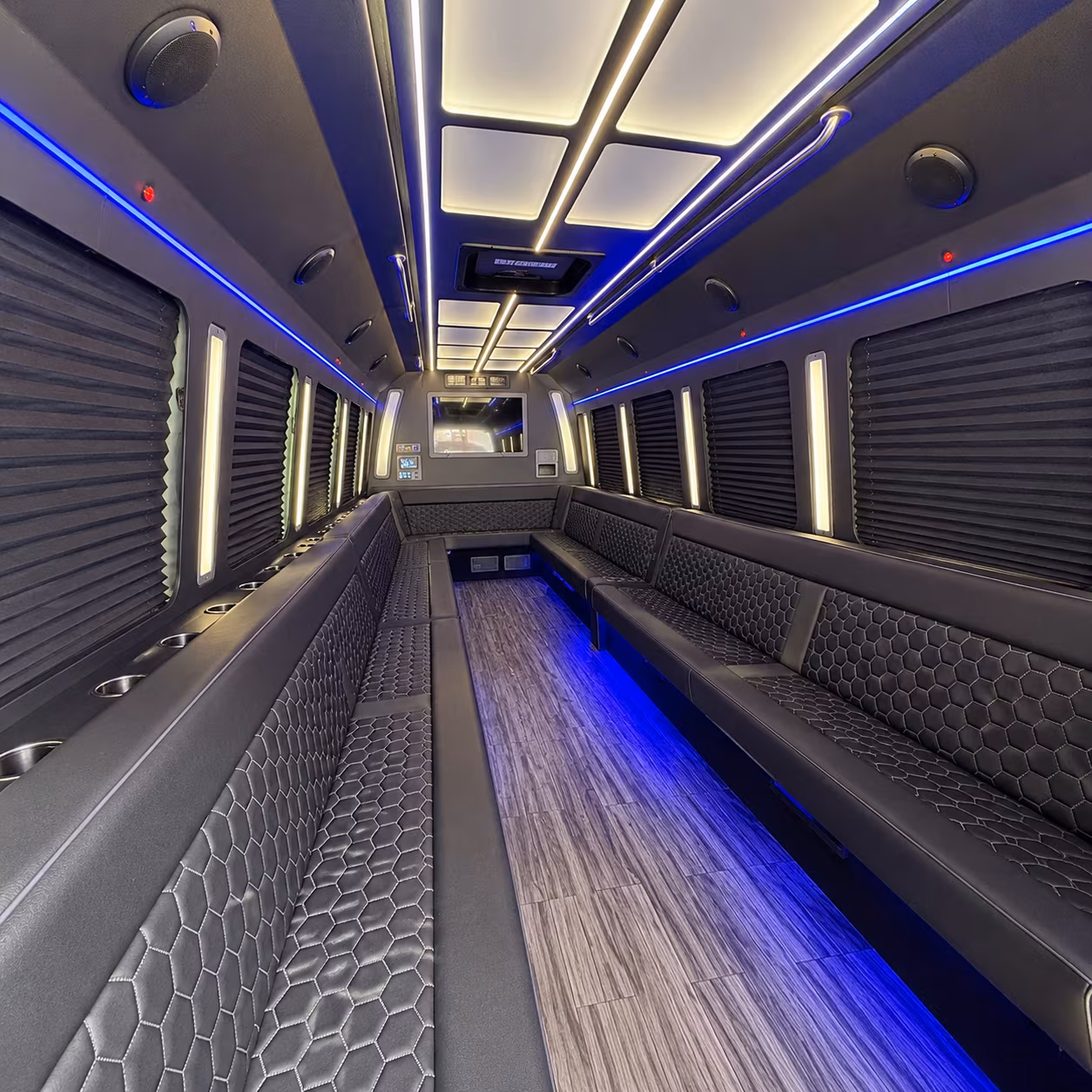 athens 30 passenger party bus interior