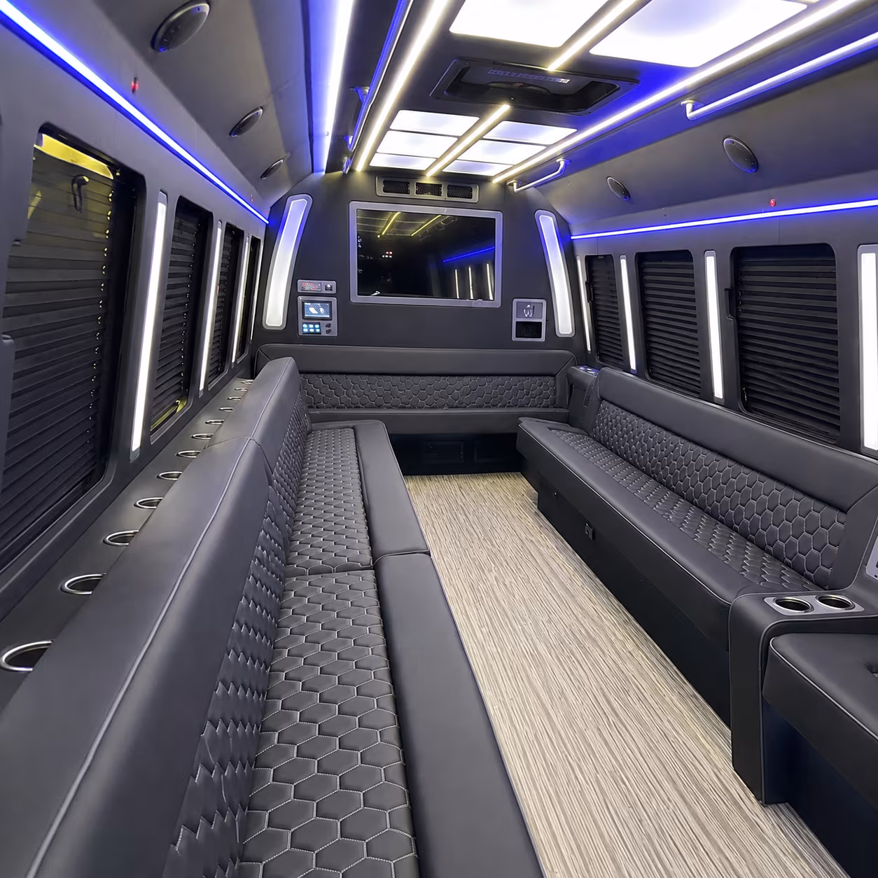 athens 40 passenger party bus inside