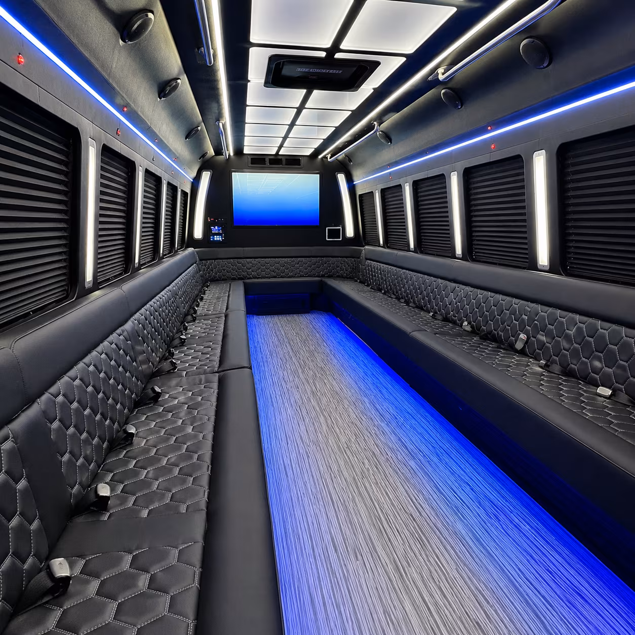 athens 50 passenger party bus inside