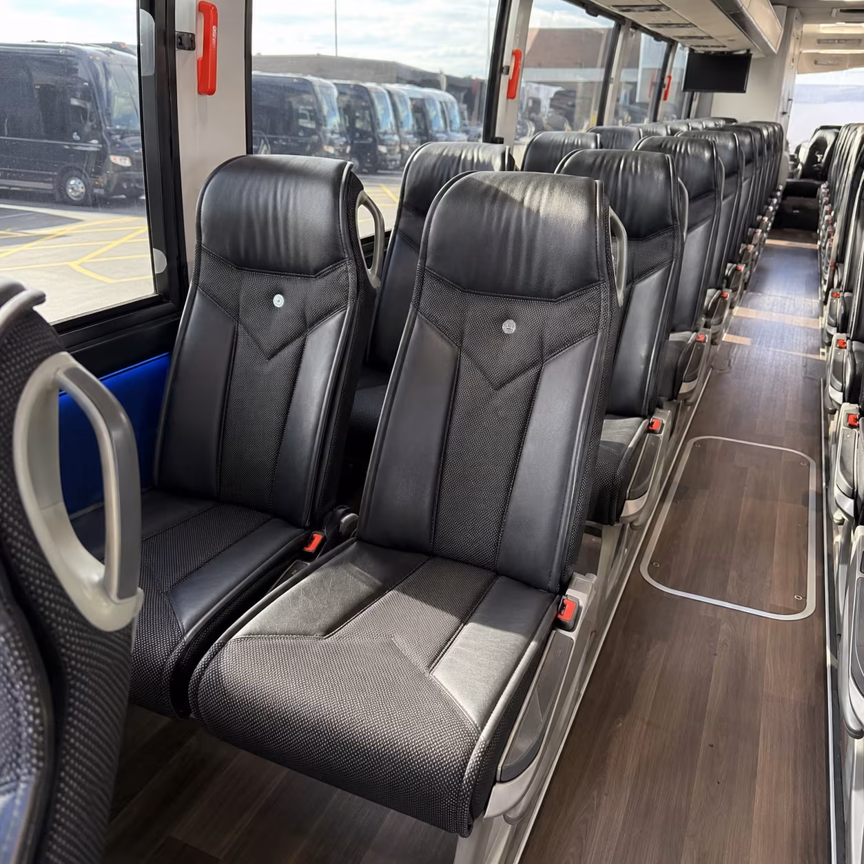 athens 56 passenger charter bus inside